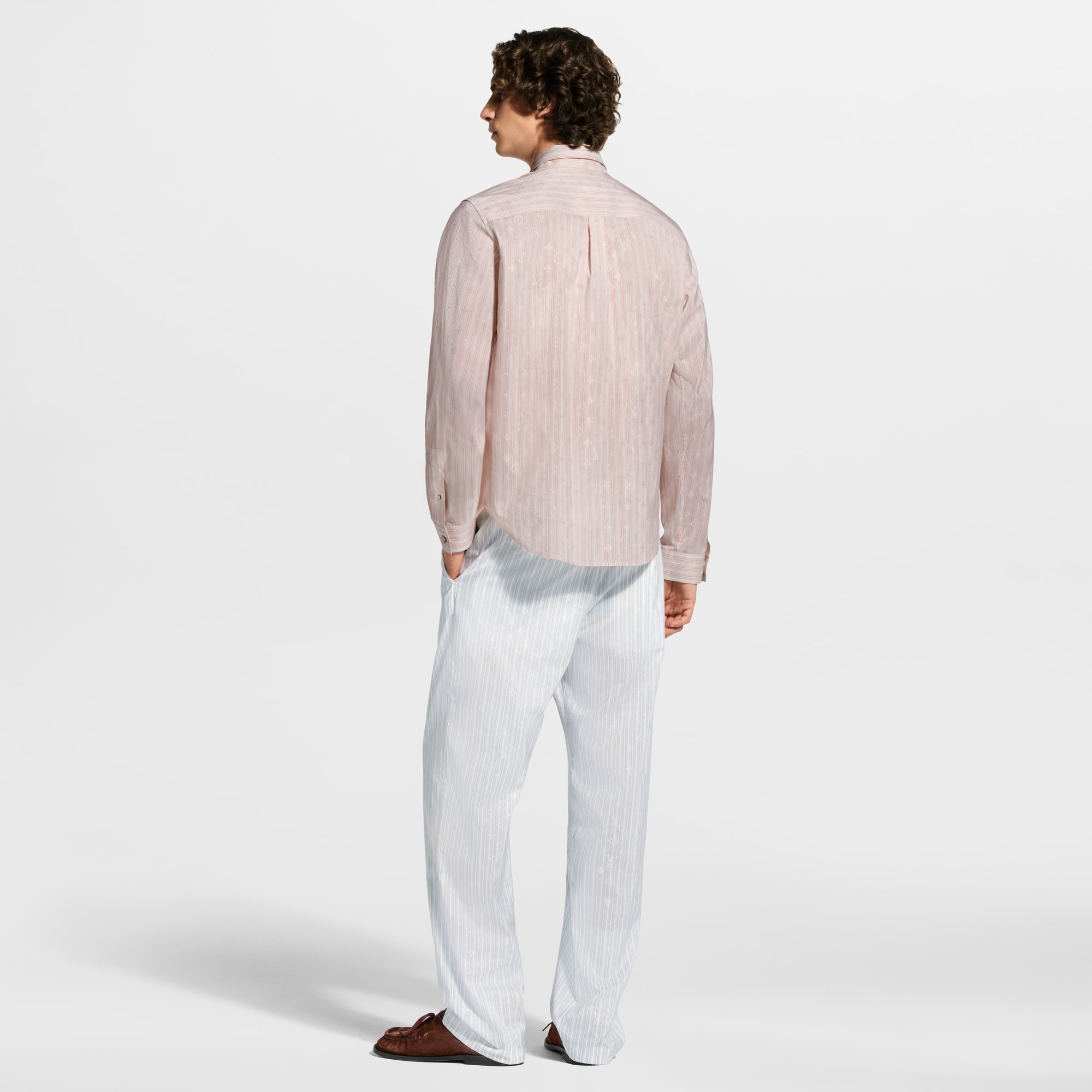 Monogram Striped Casual Drawstring Pants - Men - Ready-to-Wear